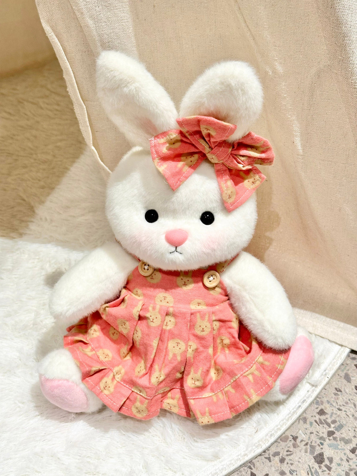 Homeyfriends Cute Jointed Bunny Pink Bunny Overalls Dress Set