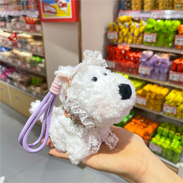White Lace West Highland Terrier Plush Bag Charm
