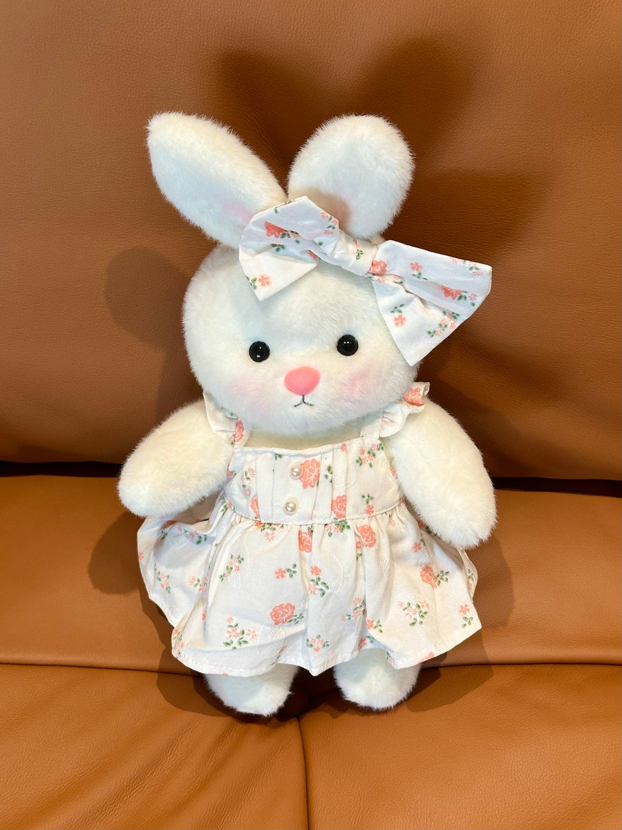 Homeyfriends Cute Jointed Bunny With Pink Floral Pearl Dress Set