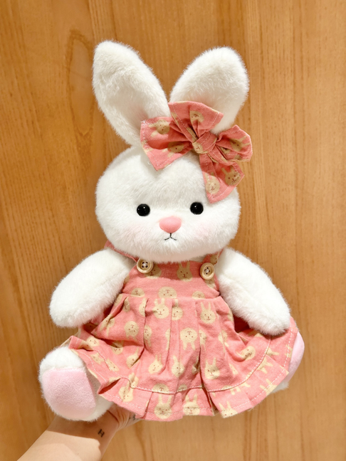 Homeyfriends Cute Jointed Bunny With Pink Bunny Overalls Dress Set