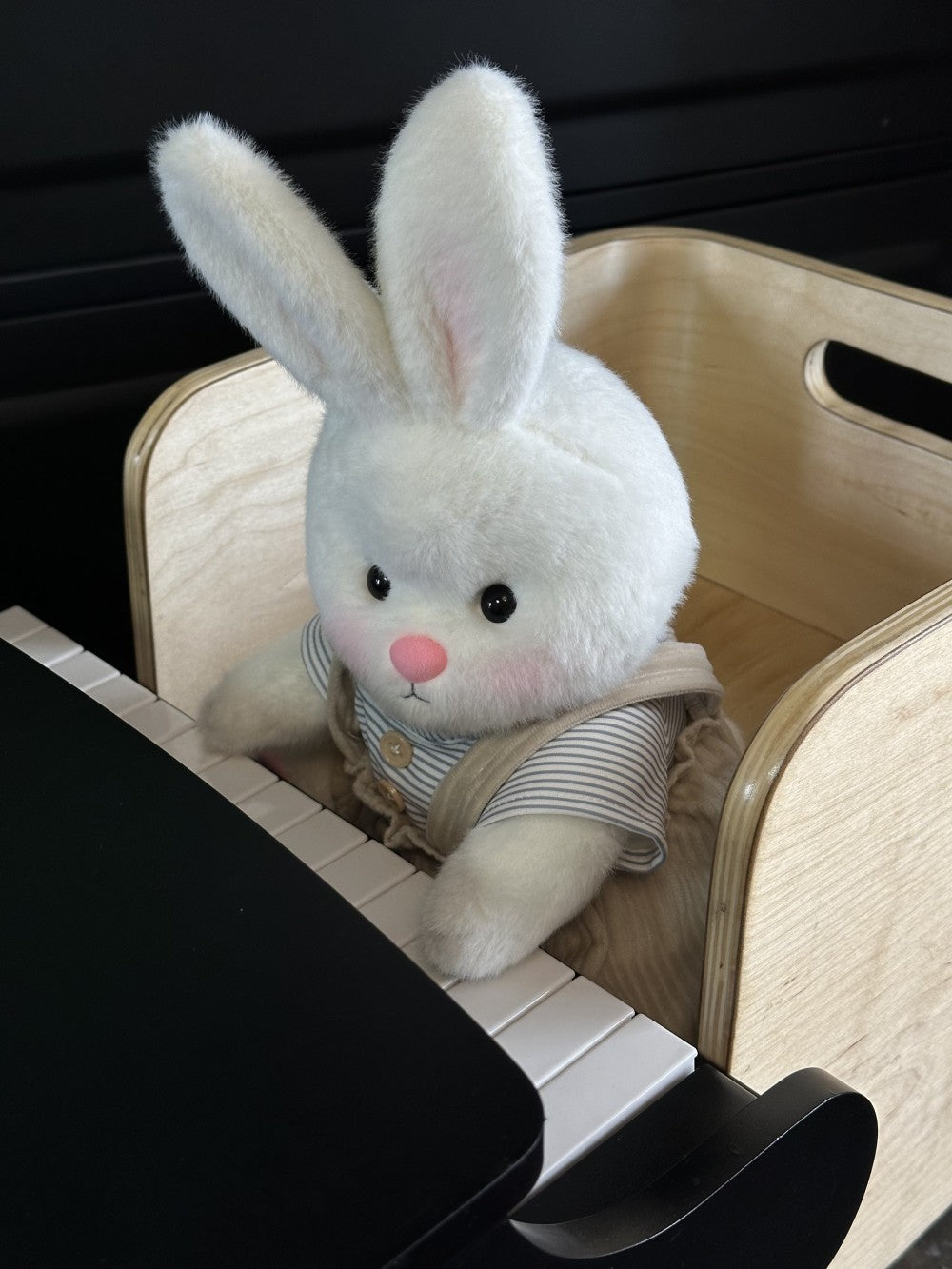 Homeyfriends Cute Jointed Bunny With  Striped Overalls