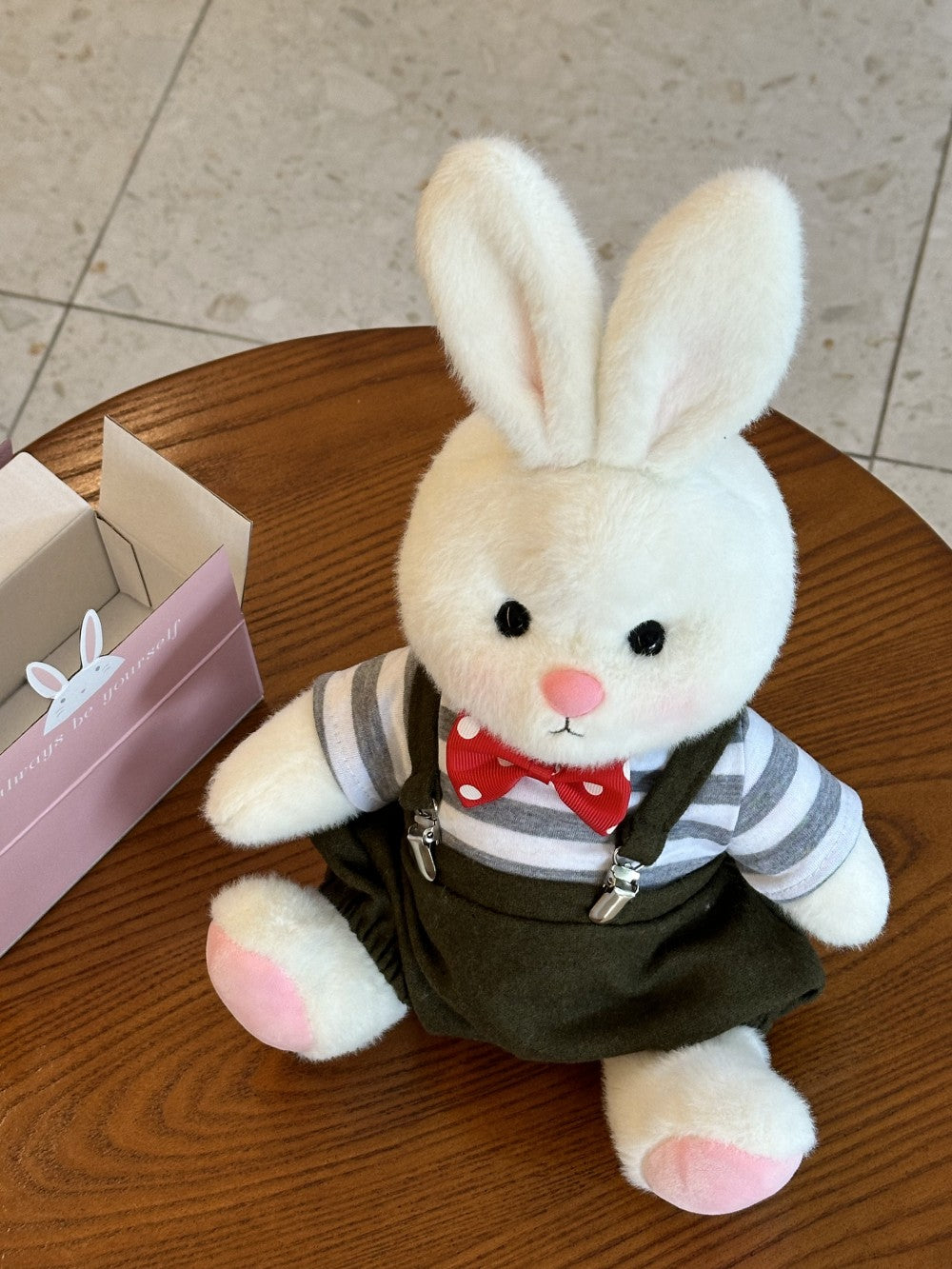 Homeyfriends Cute Jointed Bunny With  Red Bow Tie Overalls