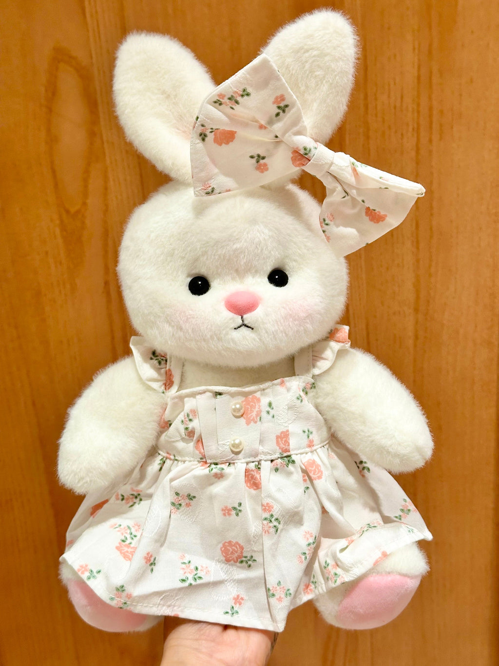 Homeyfriends Cute Jointed Bunny With Pink Floral Pearl Dress Set