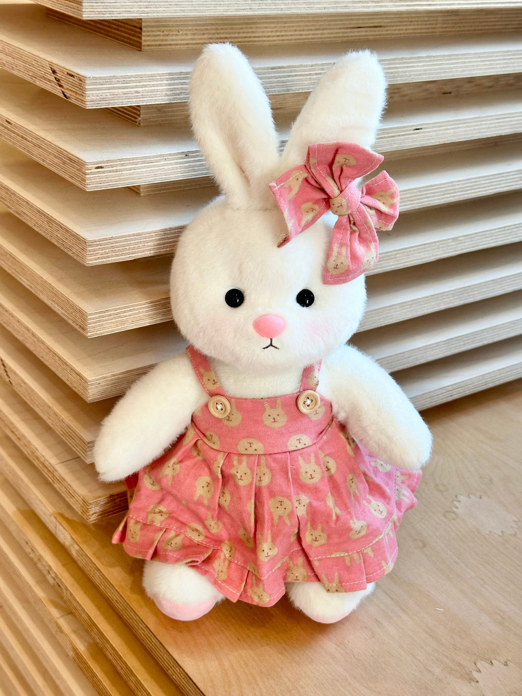 Homeyfriends Cute Jointed Bunny Pink Bunny Overalls Dress Set