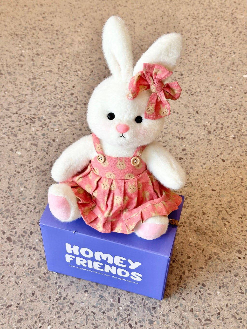 Homeyfriends Cute Jointed Bunny Pink Bunny Overalls Dress Set