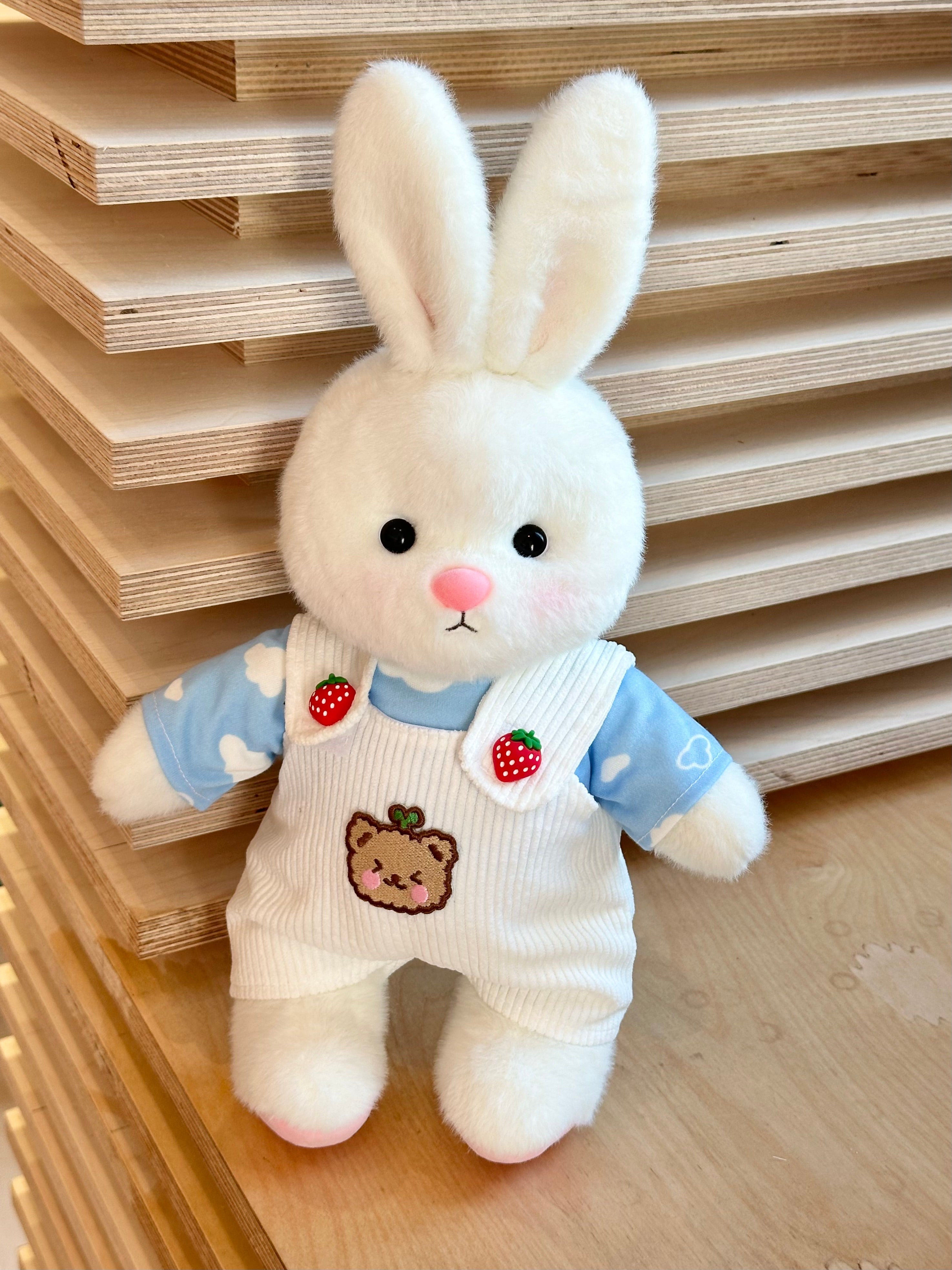 Homeyfriends Cute Jointed Bunny With Cloud T-shirt And Strawberry Button Overalls