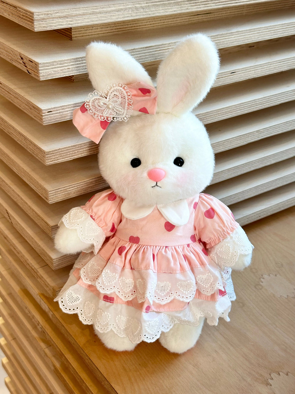 Homeyfriends Cute Jointed Bunny With Pink Heart Dress