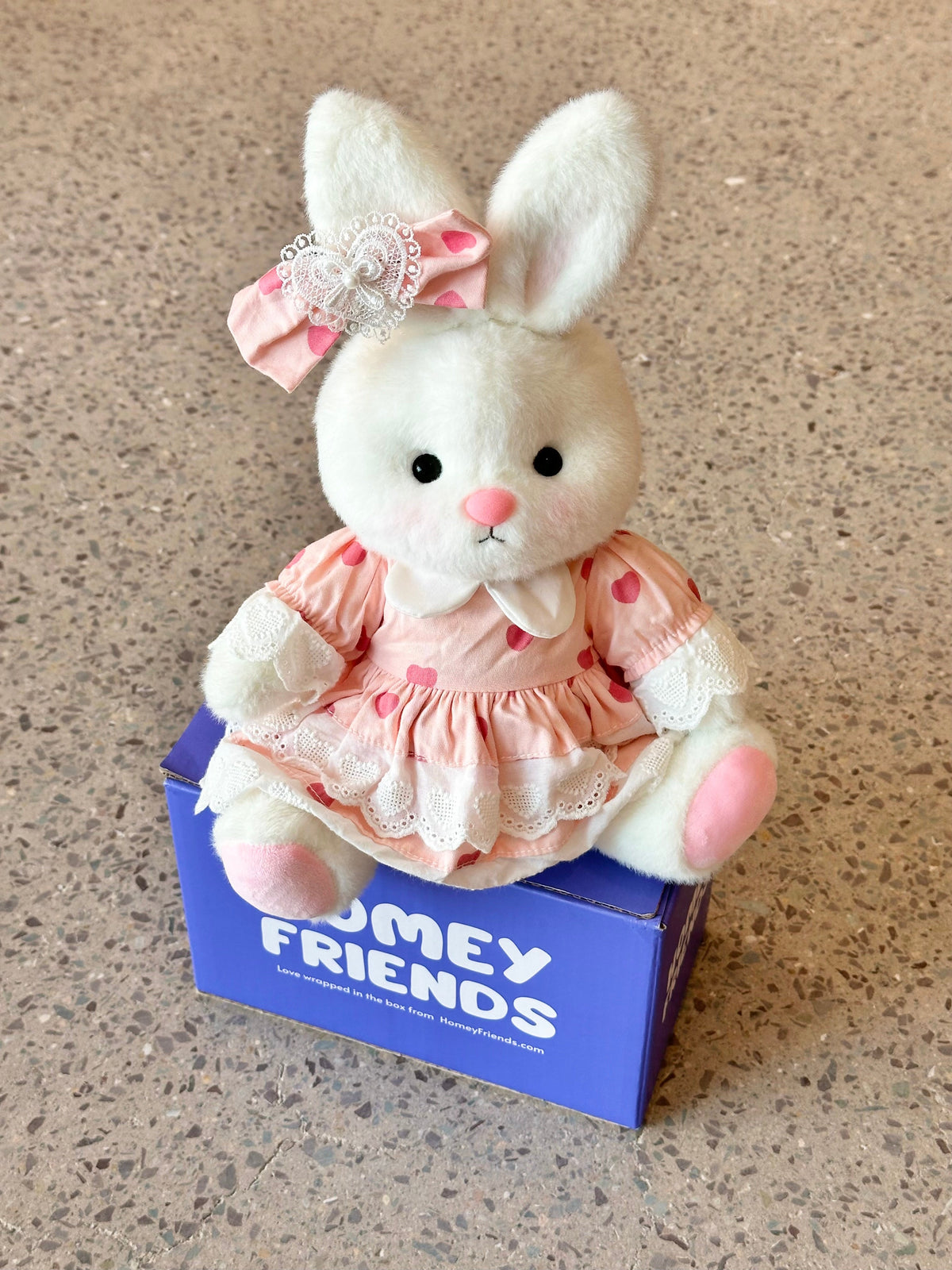 Homeyfriends Cute Jointed Bunny With Pink Heart Dress