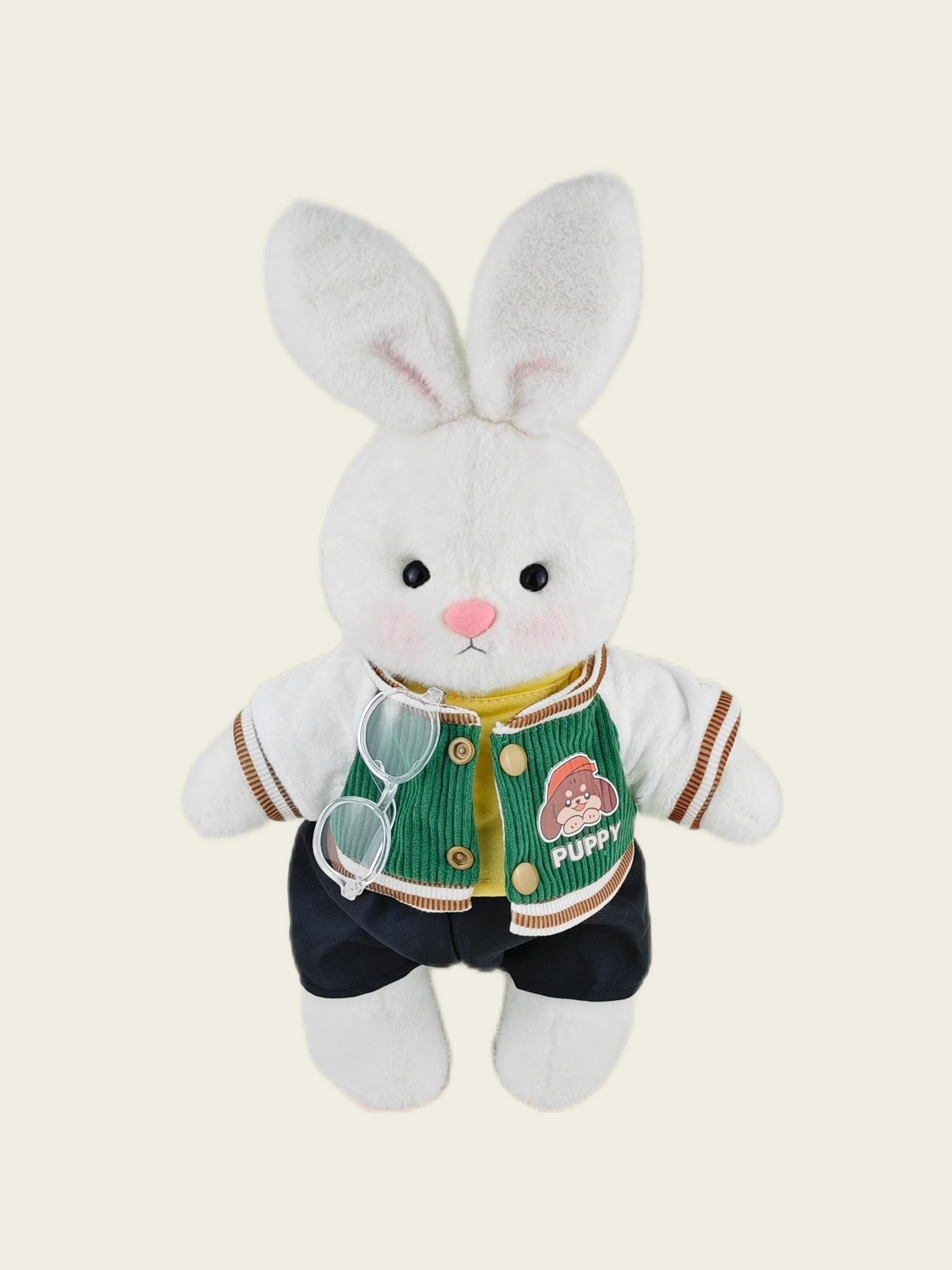 Homeyfriends Cute Jointed Bunny With  Green Puppy Jacket