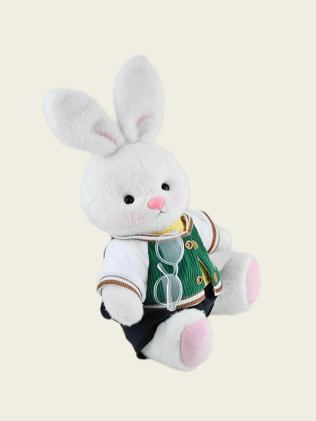 Homeyfriends Cute Jointed Bunny With  Green Puppy Jacket