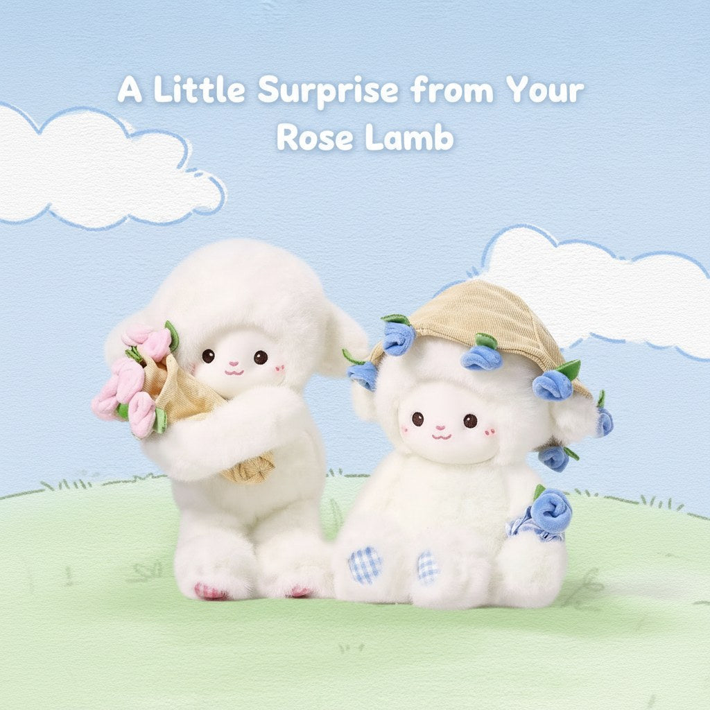 Flower-Holding Lamb Plush with Magnetic Hands